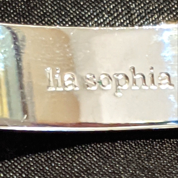 Lia Sophia Lot Of 2 Dark Charcoal Enameled Bangle Bracelets Silver Tone - Picture 4 of 5